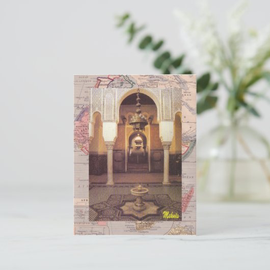 Meknes; moskee briefkaart (Staand voorkant)