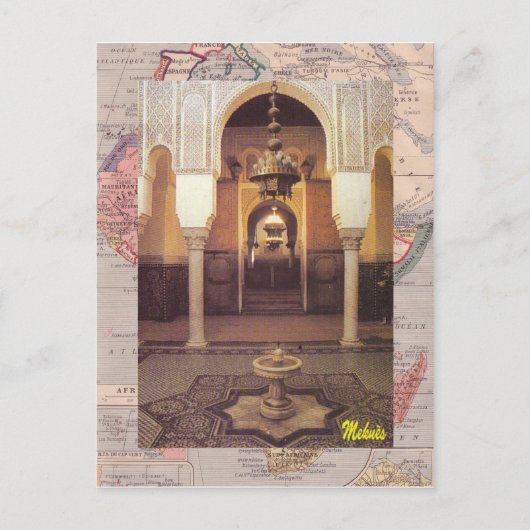 Meknes; moskee briefkaart (Voorkant)