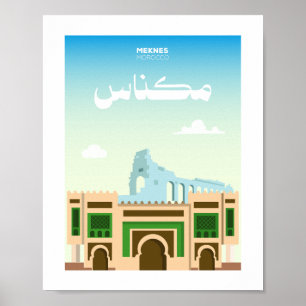 Meknes Stad Marokko Illustratie Poster