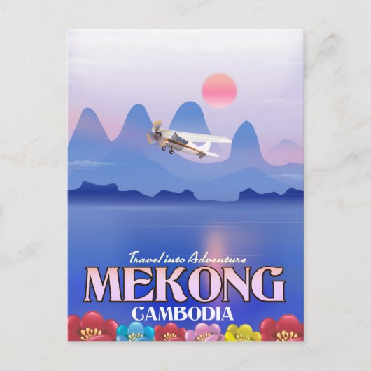 Mekong River Cambodia Vacation poster Briefkaart (Voorkant)