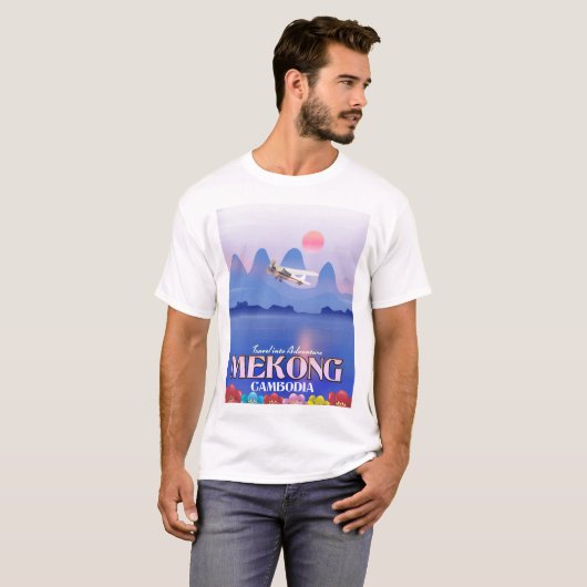 Mekong River Cambodia Vacation poster T-shirt (Voorkant volledig)