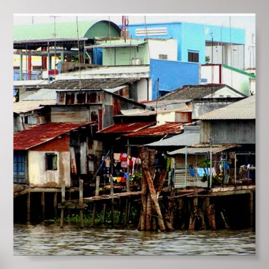 Mekong River Houses Poster (Voorkant)