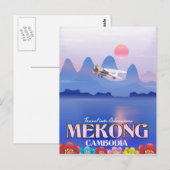 Mekong rivier Cambodja Vakantieposter Briefkaart (Voorkant / Achterkant)