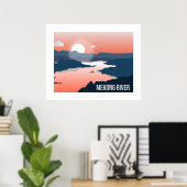 Mekong Rivier Silhouet Zonsondergang Reizen Wandku Poster (Thuiskantoor)