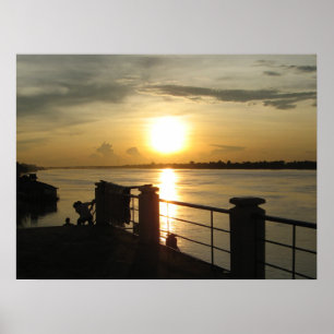 Mekong Rivier Zonsondergang ... Nong Khai, Isaan,  Poster