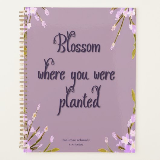 Mel Mae Schmidt Stationery mauve Blumenmuster Planner (Voorkant)