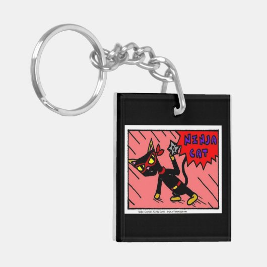 Mel NINJA CAT Acrylische Sleutelhanger (Voorkant Links)