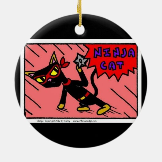 Mel NINJA CAT-Ornament Keramisch Ornament (Achterkant)