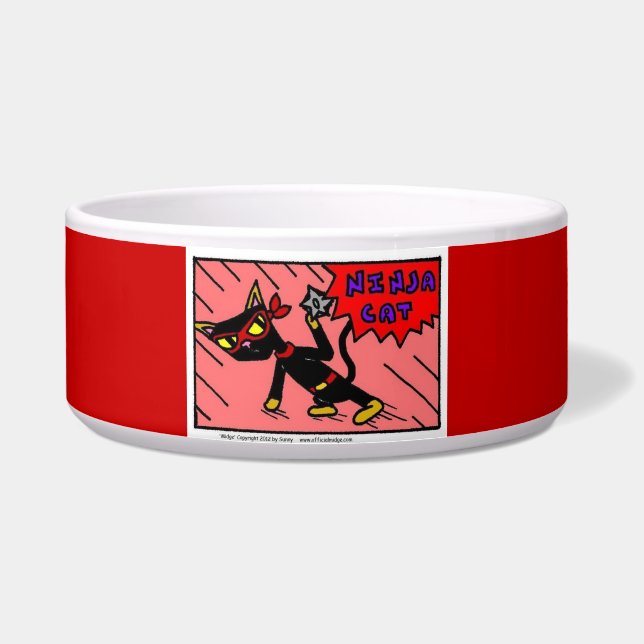 Mel NINJA CAT Pet Bowl - Red Voerbakje (Voorkant)