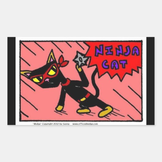 Mel NINJA CAT-stickers - set van 20 Rechthoekige Sticker (Voorkant)