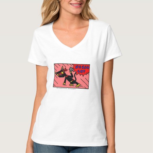 Mel "NINJA CAT" Womens V-Neck T-Shirt (Voorkant)