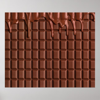 Melade chocolade die over een chocoladeblok druppe poster