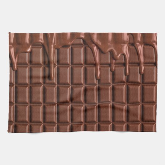Melade chocolade die over een chocoladeblok druppe theedoek (Horizontaal)