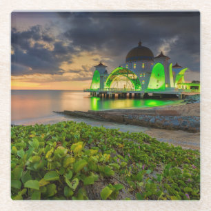 Melaka tijdens Sunset Masjid Selat Glazen Onderzetter