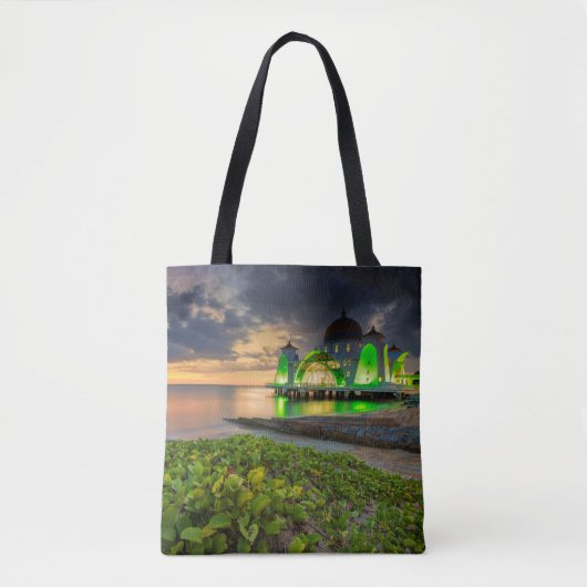 Melaka tijdens Sunset | Masjid Selat Tote Bag (Voorkant)