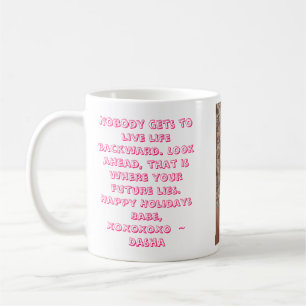 melanarosana, niemand mag het leven achteruit leve koffiemok