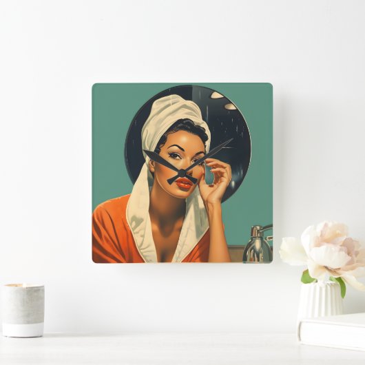  melanated beauty vierkante klok (Huis)