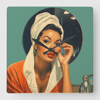 melanated beauty vierkante klok