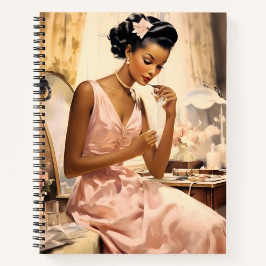 Melanated Enchanting 1940s Make-up Girly Spiral Notitieboek (Voorkant)