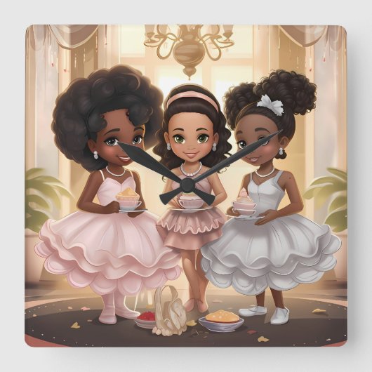 Melanated Magic Tea Party Wandklok (Voorkant)