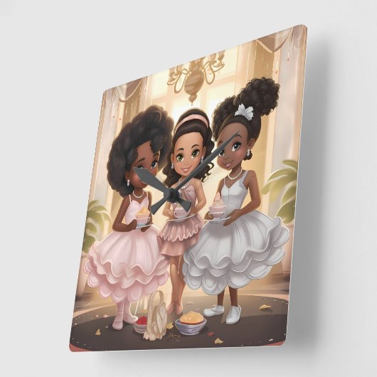 Melanated Magic Tea Party Wandklok (Hoek)