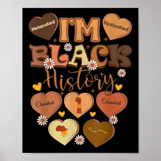 Melanated Motivated Educated Black History Month Poster (Voorkant)