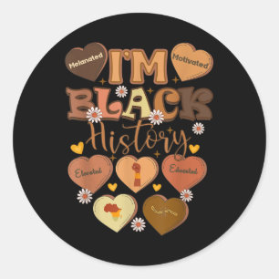 Melanated Motivated Educated Black History Month Ronde Sticker