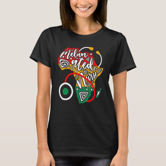 Melanated Nurse African Flag Stethoscope Black His T-shirt (Voorkant)