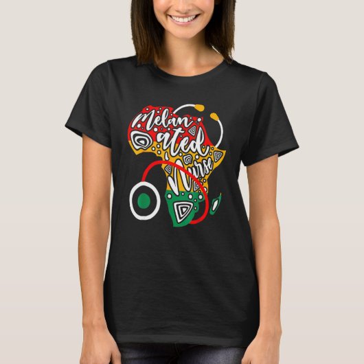 Melanated Nurse African Flag Stethoscope Black His T-shirt (Voorkant)