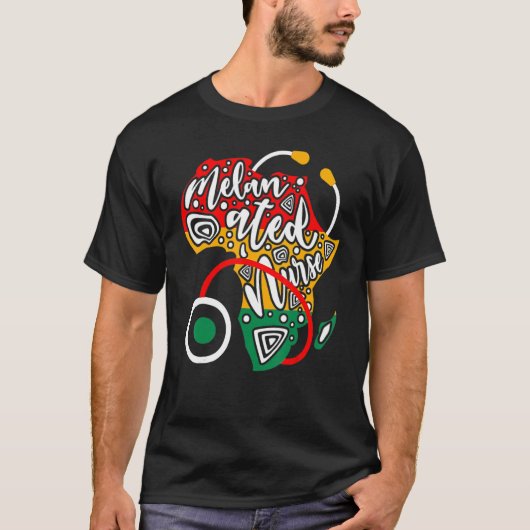 Melanated Nurse African Flag Stethoscope Black His T-shirt (Voorkant)