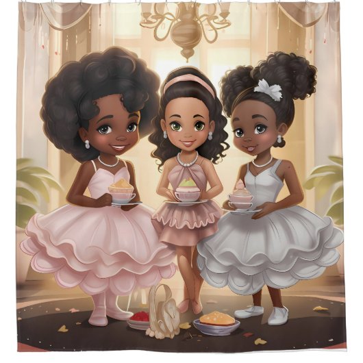 Melanated Prinsessen Majestic Douchegordijn (Voorkant)