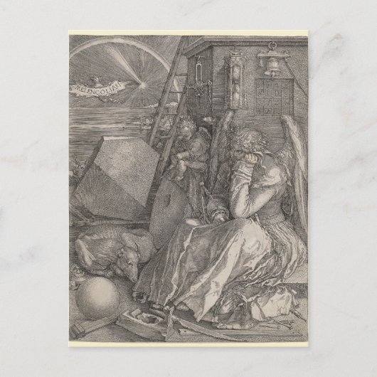 Melancholia I, graving door Albrecht Durer Briefkaart (Voorkant)