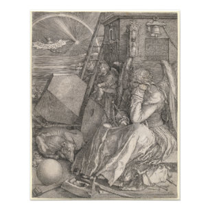 Melancholia I, graving door Albrecht Durer Foto Afdruk
