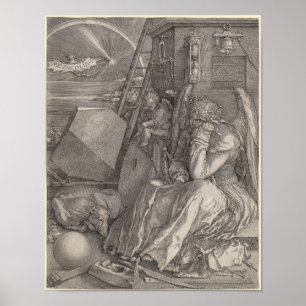 Melancholia I, graving door Albrecht Durer Poster