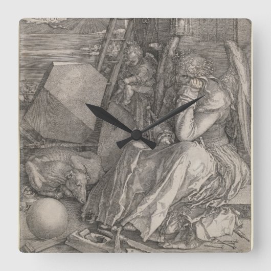 Melancholia I, graving door Albrecht Durer Vierkante Klok (Voorkant)