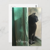 Melancholic zwarte kat zonder sociale afstand briefkaart (Voorkant / Achterkant)