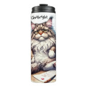 Melancholie Kat met Wijn en Liefdesbrief Thermosbeker (Voorkant)