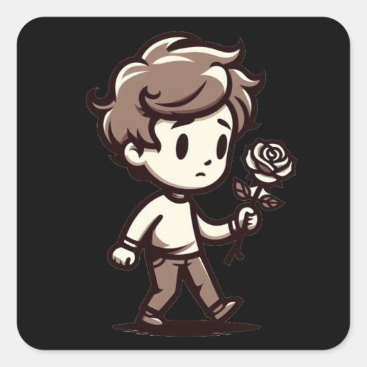 Melancholie met Roos Vierkante Sticker (Voorkant)