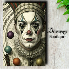 Melancholieke Clown Decoupage Tissuepapier