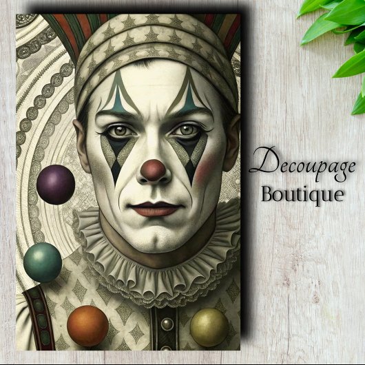 Melancholieke Clown Decoupage Tissuepapier