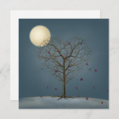 Melancholieke Hartvormige Boom Onder Volle Maan Feestdagenkaart (Voorkant / Achterkant)