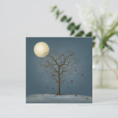 Melancholieke Hartvormige Boom Onder Volle Maan Feestdagenkaart (Staand voorkant)