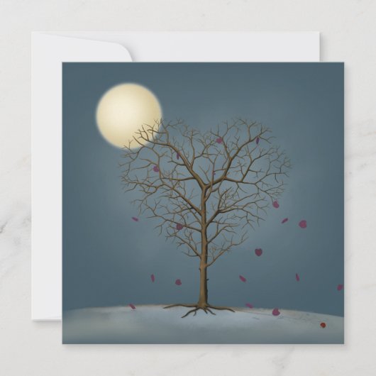 Melancholieke Hartvormige Boom Onder Volle Maan Notitiekaartje (Voorkant)