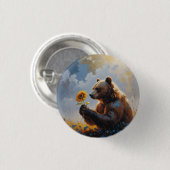 Melancholisch Beer olieverfschilderij | Dromerige Ronde Button 3,2 Cm (Voorkant /achterkant)