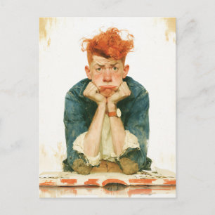 Melancholisch Portret van een Roodharige Briefkaart