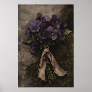 Melancholisch Violet Boeket Vintage Botanische Sti Poster