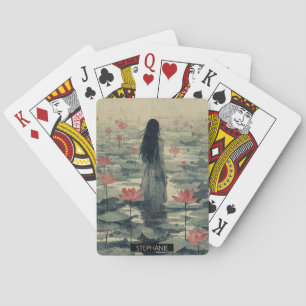 Melancholische Lotusnevel Waterverf (1) Pokerkaarten