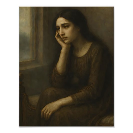 Melancholische reflectie - tijdloze klassieke poor foto afdruk (Voorkant)