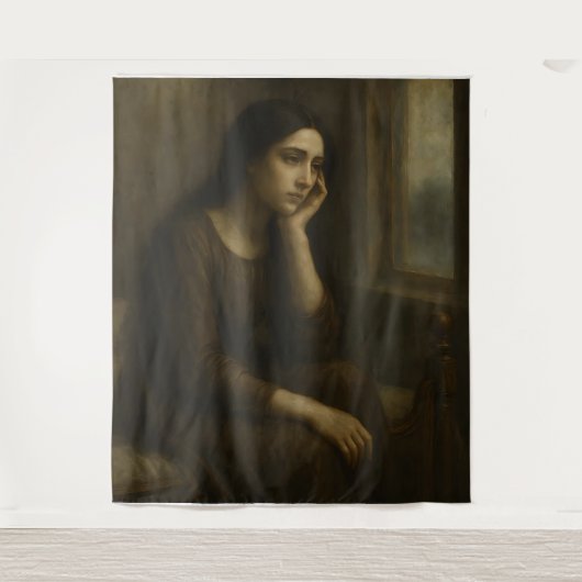 Melancholische reflectie - tijdloze klassieke poor wandkleed (Voorkant)