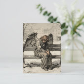 Melancholy Angel in a Snowy City Park Briefkaart (Staand voorkant)